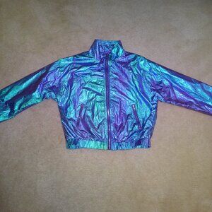 Metallic Irridescent Bomber Jacket, Forever 21, Large